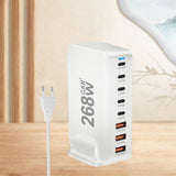 Maxbell 268W USB C Charger PD Charger 8 Ports Desktop Adapter USB C Charging Station White