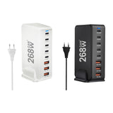 Maxbell 268W USB C Charger PD Charger 8 Ports Desktop Adapter USB C Charging Station White