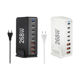 Maxbell 268W USB C Charger PD Charger 8 Ports Desktop Adapter USB C Charging Station White