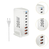 Maxbell 268W USB C Charger PD Charger 8 Ports Desktop Adapter USB C Charging Station White