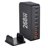 Maxbell 268W USB C Charger PD Charger 8 Ports Desktop Adapter USB C Charging Station Black