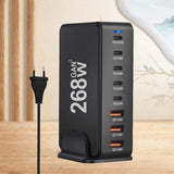 Maxbell 268W USB C Charger PD Charger 8 Ports Desktop Adapter USB C Charging Station Black