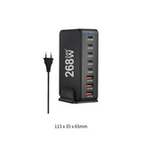 Maxbell 268W USB C Charger PD Charger 8 Ports Desktop Adapter USB C Charging Station Black