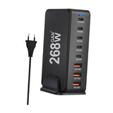 Maxbell 268W USB C Charger PD Charger 8 Ports Desktop Adapter USB C Charging Station Black
