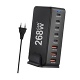 Maxbell 268W USB C Charger PD Charger 8 Ports Desktop Adapter USB C Charging Station Black