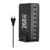 Maxbell 268W USB C Charger PD Charger 8 Ports Desktop Adapter USB C Charging Station Black