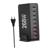 Maxbell 268W USB C Charger PD Charger 8 Ports Desktop Adapter USB C Charging Station Black