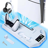 Maxbell Charging Stand with Cooling Fan for PS5 Slim Adjustable Fan Charging Station White