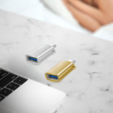 Maxbell 2 Pieces USB C Splitter Audio Output Laptop Splitter Easy to Use USB 3.0 Hub gold and silver