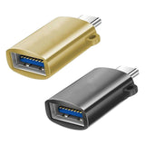 Maxbell 2 Pieces USB C Splitter Audio Output Laptop Splitter Easy to Use USB 3.0 Hub black and gold