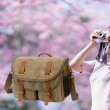 Maxbell Camera Shoulder Bag Waterproof Camera Shoulder Backpack Compact Camera Case Khaki
