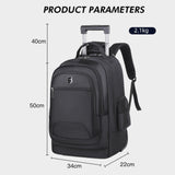 Maxbell Rolling Backpack Multifunctional Suitcase Bag for Overnight Travel Men Women Black