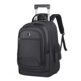 Maxbell Rolling Backpack Multifunctional Suitcase Bag for Overnight Travel Men Women Black