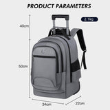 Maxbell Rolling Backpack Multifunctional Suitcase Bag for Overnight Travel Men Women Gray