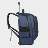 Maxbell Rolling Backpack Multifunctional Suitcase Bag for Overnight Travel Men Women Blue