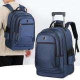 Maxbell Rolling Backpack Multifunctional Suitcase Bag for Overnight Travel Men Women Blue