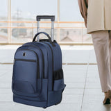 Maxbell Rolling Backpack Multifunctional Suitcase Bag for Overnight Travel Men Women Blue