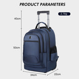 Maxbell Rolling Backpack Multifunctional Suitcase Bag for Overnight Travel Men Women Blue