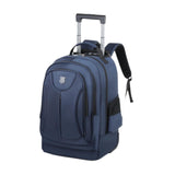 Maxbell Rolling Backpack Multipurpose Double Shoulder Bag for Overnight Travel Camping blue
