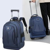 Maxbell Rolling Backpack Multipurpose Double Shoulder Bag for Overnight Travel Camping blue