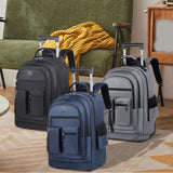 Maxbell Rolling Backpack Water Resistant Suitcase Bag for Camping Business Overnight black