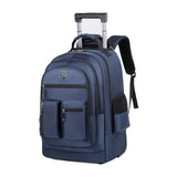 Maxbell Rolling Backpack Water Resistant Suitcase Bag for Camping Business Overnight blue
