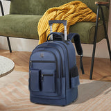 Maxbell Rolling Backpack Water Resistant Suitcase Bag for Camping Business Overnight blue
