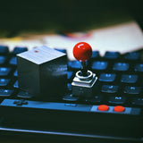 Maxbell Keycaps Vintage Design Sturdy Gifts with Storage Box Gaming Joystick Keycaps Blue Base