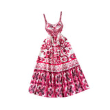 Maxbell Women Dress Gift Lady Beach Vacation Dress for Shopping Street Beach S Rose Red