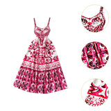 Maxbell Women Dress Gift Lady Beach Vacation Dress for Shopping Street Beach S Rose Red