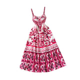 Maxbell Women Dress Gift Lady Beach Vacation Dress for Shopping Street Beach M Rose Red