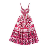 Maxbell Women Dress Gift Lady Beach Vacation Dress for Shopping Street Beach M Rose Red