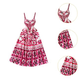 Maxbell Women Dress Gift Lady Beach Vacation Dress for Shopping Street Beach M Rose Red