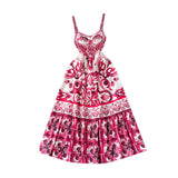 Maxbell Women Dress Gift Lady Beach Vacation Dress for Shopping Street Beach L Rose Red