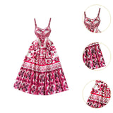 Maxbell Women Dress Gift Lady Beach Vacation Dress for Shopping Street Beach L Rose Red