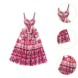 Maxbell Women Dress Gift Lady Beach Vacation Dress for Shopping Street Beach XL Rose Red