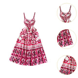 Maxbell Women Dress Gift Lady Beach Vacation Dress for Shopping Street Beach 2XL Rose Red