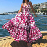 Maxbell Women Dress Gift Lady Beach Vacation Dress for Shopping Street Beach 2XL Rose Red