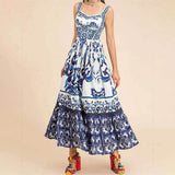 Maxbell Women Dress Gift Lady Beach Vacation Dress for Shopping Street Beach L Blue