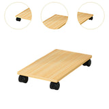 Maxbell Desktop CPU Wooden Rolling Stand PC Holder Cart for Under Desk Gaming School Wood