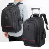 Maxbell Rolling Backpack Hidden Shoulder Strap Trolley Bag for Camping Travel Adults Black