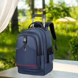 Maxbell Rolling Backpack Hidden Shoulder Strap Trolley Bag for Camping Travel Adults Blue