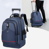 Maxbell Rolling Backpack Hidden Shoulder Strap Trolley Bag for Camping Travel Adults Blue