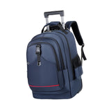 Maxbell Rolling Backpack Hidden Shoulder Strap Trolley Bag for Camping Travel Adults Blue