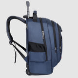Maxbell Rolling Backpack Hidden Shoulder Strap Trolley Bag for Camping Travel Adults Blue