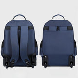 Maxbell Rolling Backpack Hidden Shoulder Strap Trolley Bag for Camping Travel Adults Blue