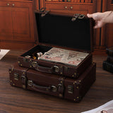 Maxbell Decorative Travel Chest Wooden Bedroom Display Home Carry on Overnight Case S 34cmx8cmx20.5cm