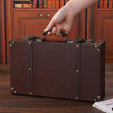 Maxbell Decorative Travel Chest Wooden Bedroom Display Home Carry on Overnight Case L 40cmx10cmx24.5cm