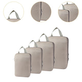 Maxbell 4Pcs Compression Storage Bags Luggage Packing Organizers for Outdoor Clothes Beige