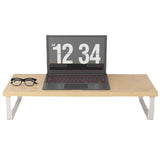 Maxbell Computer Stand Organize Sturdy Monitor Riser Stand Versatile Notebook Holder Wood and White